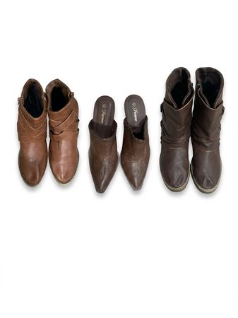 (FV-1099) Vintage Brown Leather Shoes Bundle | Oxford, Ankle Boots & Retro Footwear Collection
