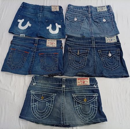 CR7247 Upcycled True Religion Mini Denim Skirts