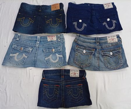 CR7251 Upcycled True Religion Mini Denim Skirts