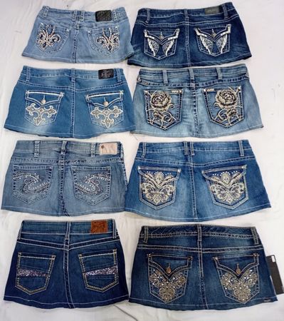 CR7253 Upcycled Y2K Mini Denim Skirts
