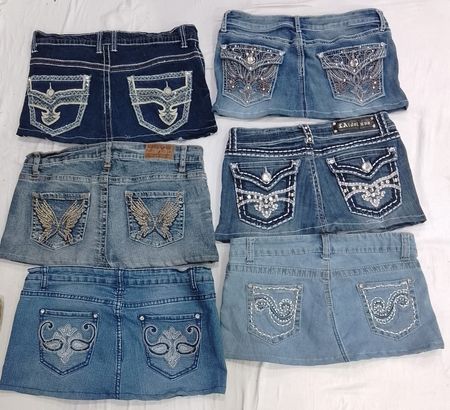CR7256 Upcycled Y2K Mini Denim Skirts