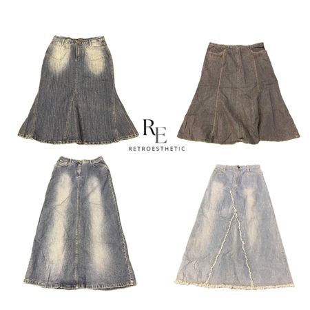 Y2K NYC IT Girl Denim Maxi Skirts RE-2989