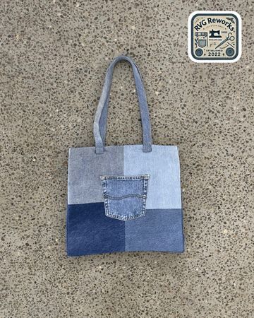 Upcycled Patchwork Denim Tote Bag