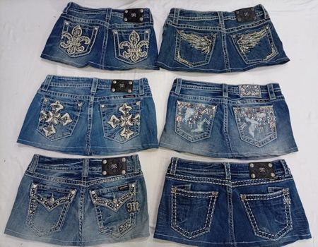 CR7278 Upcycled Miss Me Mini Denim Skirts