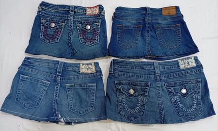 CR7281 Upcycled True Religion Mini Denim Skirts