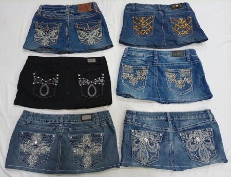 CR7283 Upcycled Y2K Mini Denim Skirts