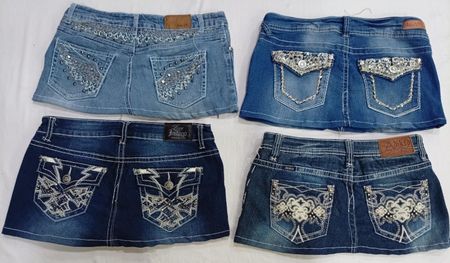 CR7284 Upcycled Y2K Mini Denim Skirts