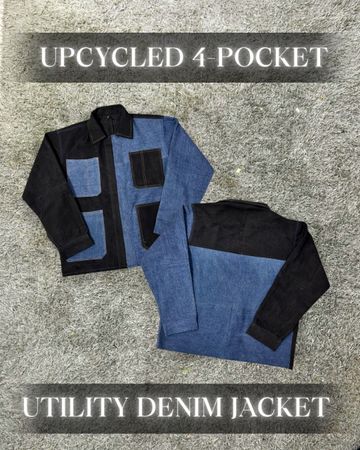 Wiederverwertete Utility-Denim-Jacken mit 4 Taschen