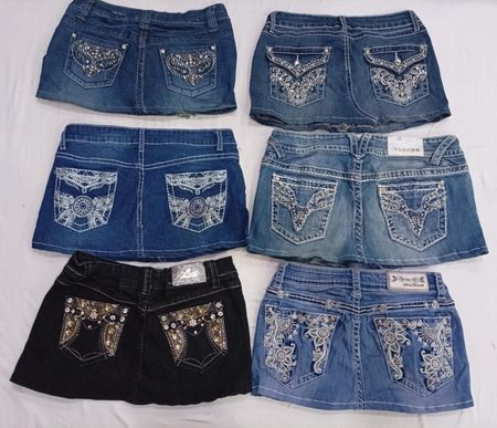 CR7285 Upcycled Y2K Mini Denim Skirts