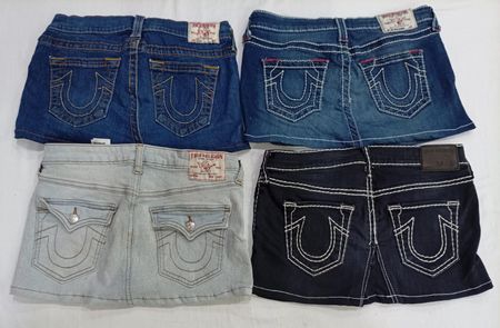 CR7286 Upcycled True Religion Mini Denim Skirts