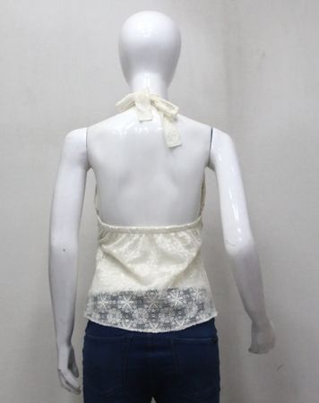 CR1459 Ivory Lace Twist Halter Top