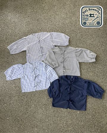 Upcycled Plaid Lace-Up Blouse