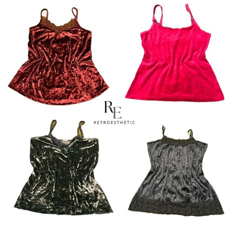 Y2K Cutesy Vibe Velvet Cami Tops RE-2993
