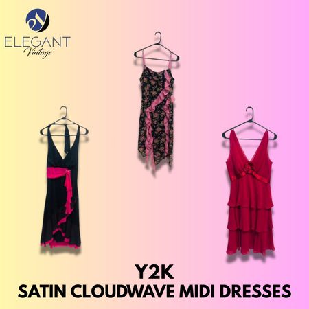 Y2K Satin Cloudwave Midi Dresses - EV1329
