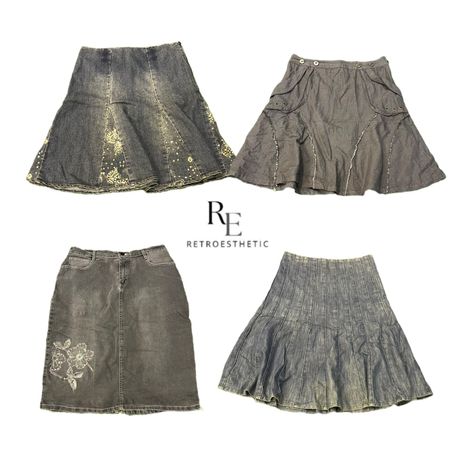 Y2K Edgy Girl Denim Midi Skirts RE-2994