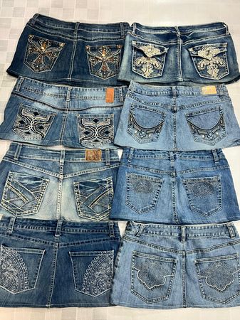 R492 Upcycled Ladies Embellished Micro Mini Skirts