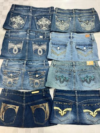 R493 Upcycled Ladies Embellished Micro Mini Skirts