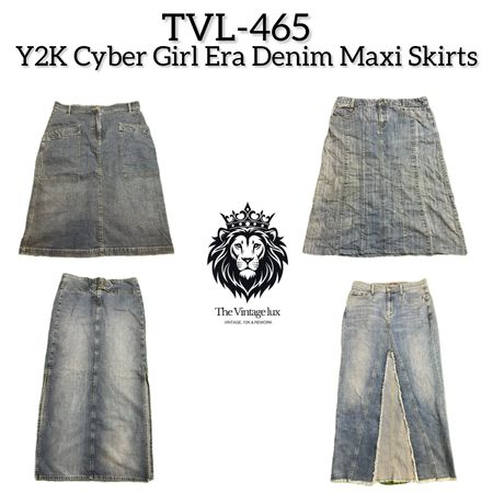 Y2K Cyber Girl Era Denim Maxi Skirt (TVL-465)