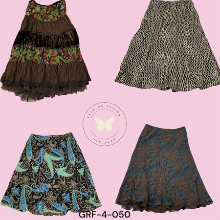 Floral Printed Poly Skirt – High Waist A-Line Summer Style (GRF-4-050)