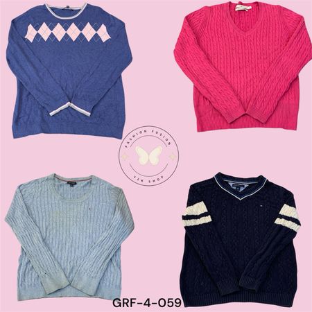 Tommy Hilfiger Men’s Logo Crewneck Sweater – Cotton Blend, Navy (GRF-4-059)