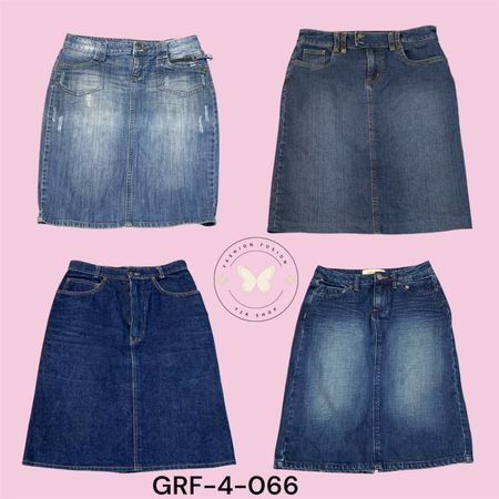 Dark Wash Denim Midi Skirt with Front Slit – Trendy Everyday Wear (GRF-4-066)