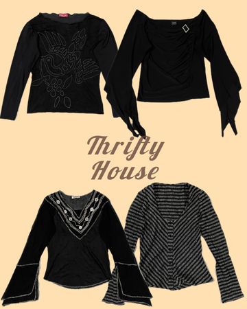 Y2K Minimal Goth Black Tops(TH/327)