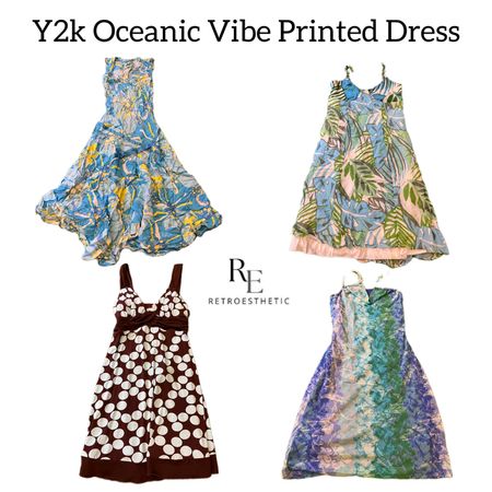 Y2K Oceanic Vibe Maxi Dress RE-3000