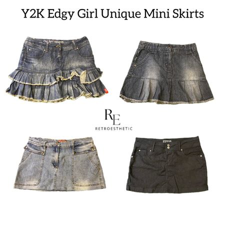 Y2K Edgy Girl Unique Denim Mini Skirts RE-3004