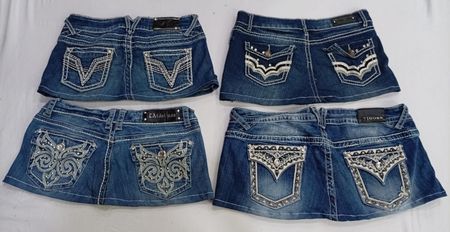 CR7326 Upcycled Y2K Mini Denim Skirts