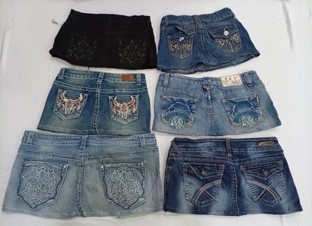 CR7327 Upcycled Y2K Mini Denim Skirts