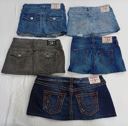 CR7328 Upcycled True Religion Mini Denim Skirts