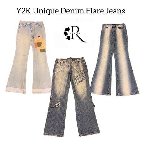 Y2K Unique Denim Flare Jeans RW-1761
