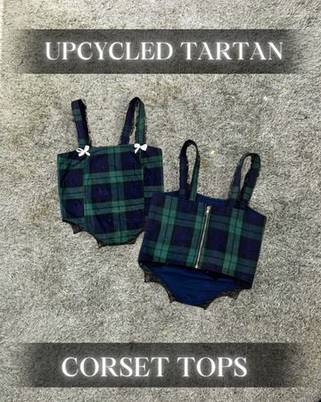 Upcycled Tartan Corset Tops
