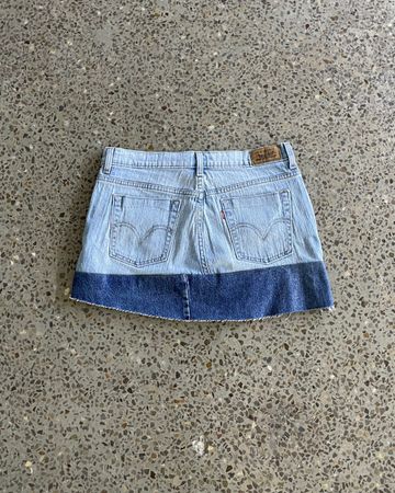 Upcycled Levi's Denim Belted Mini Skirt
