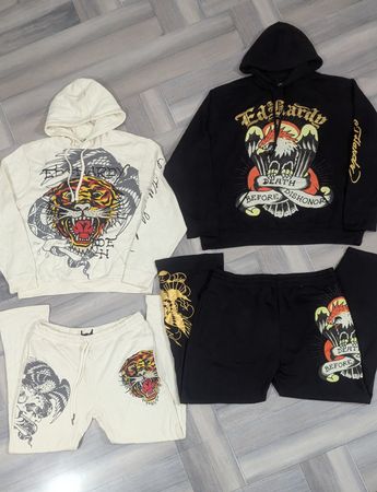 Ed Hardy Men's Matching Tracksuits, Hoodie x Trouser / Shorts, 10 pcs / 5 sets, (ED-023)