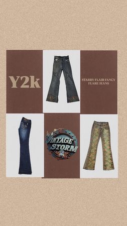 Y2K Starry Denim Flared Jeans