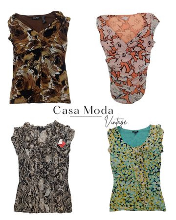 0704026-5 Printed Blouse  8pcs