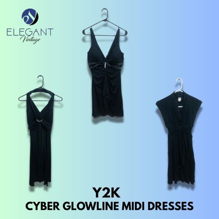Y2K Cyber Glowline Midi Dresses - EV1346