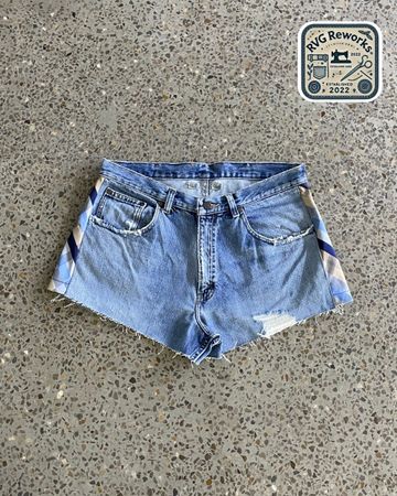Upcycled Denim Panel Shorts