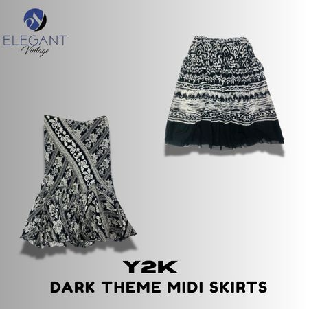 Y2K Dark Theme Midi Skirts - EV1361