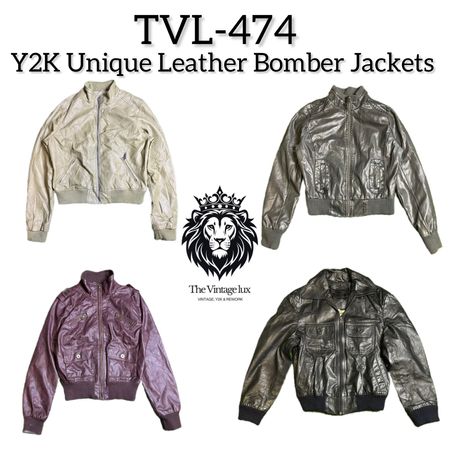Y2K Unique Leather Bomber Jacket
