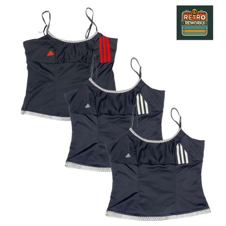 Upcycled Adidas Lace Trim Cami Tops