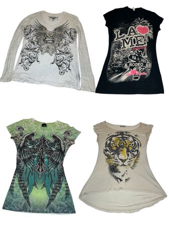 Y2k Beaded Affliction Baby tees | V-T401