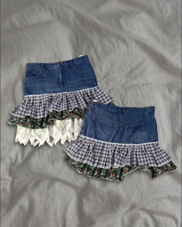 Upcycled Denim Fusion Skirt