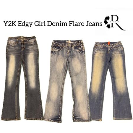 Y2K Edgy Girl Denim Flare Jeans RW-1766