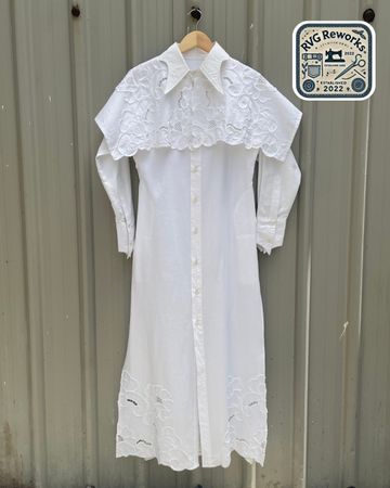 Upcycled Embroidered Shirt Maxi Dress