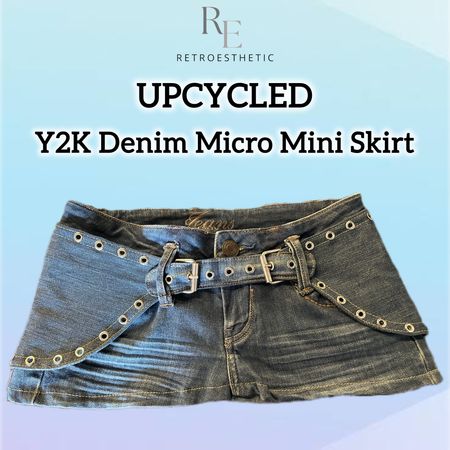 Upcycled Y2K Denim Micro Mini Skirts