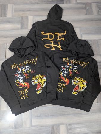 Ed Hardy Charcoal Grey Men's Pullover Hoodies 'Tiger & Dragon', (Ed-025), 10 pcs