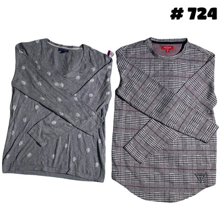 Women Long Sleeve Checkered Sweatshirt Winter Knitwear (brand ) Guess , Tommy and Fila #724