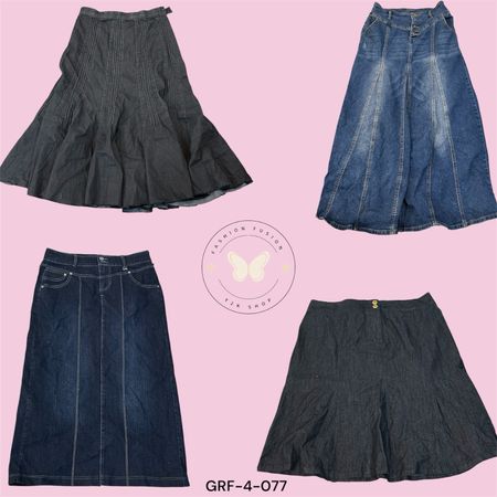 Classic Blue Denim Maxi Skirt – Everyday Wear (GRF-4-077)